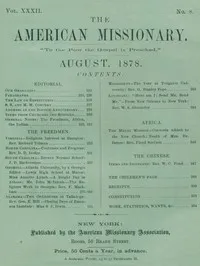 The American Missionary — Volume 32, No. 08, August, 1878 cover