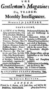 The Gentleman's Magazine, January 1731: Or, Trader's Monthly Intelligencer — Various cover
