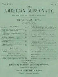 The American Missionary — Volume 32, No. 10, October, 1878 — Various cover