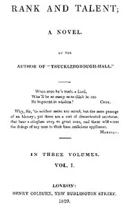 Rank and Talent; A Novel, Vol. 1 (of 3) — William Pitt Scargill cover