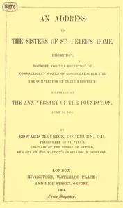 An Address to the Sisters of St. Peter's Home, Brompton — Edward Meyrick Goulburn cover