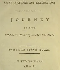 Observations and Reflections Made in the Course of a Journey through France, Italy, and Germany, Vol. 2 (of 2) — Hester Lynch Piozzi cover