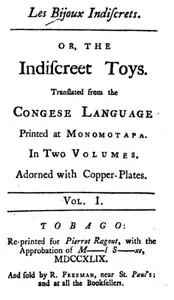 Les Bijoux Indiscrets, or, The Indiscreet Toys cover