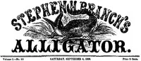 Stephen H. Branch's Alligator, Vol. 1 no. 20, September 4, 1858 cover