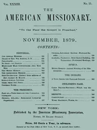 The American Missionary — Volume 33, No. 11, November, 1879 — Various cover