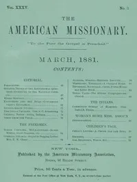 The American Missionary — Volume 35, No. 3, March 1881 — Various cover