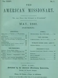 The American Missionary — Volume 35, No. 5, May, 1881 cover