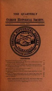 The quarterly of the Oregon Historical Society, Vol. 1, No. 2, June, 1900 — Oregon Historical Society cover
