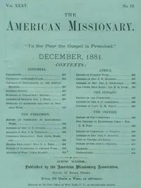 The American Missionary — Volume 35, No. 12, December, 1881 — Various cover