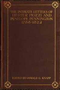 The Intimate Letters of Hester Piozzi and Penelope Pennington, 1788-1821 cover