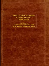 Meta toluene sulphonic acid and related compounds — C. F. H. (Charles Francis Hitchcock) Allen cover