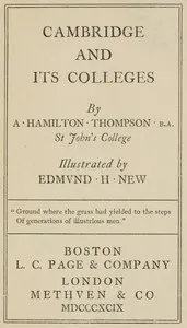 Cambridge and Its Colleges — A. Hamilton (Alexander Hamilton) Thompson cover