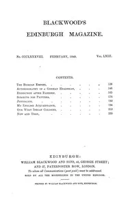 Blackwood's Edinburgh Magazine, Vol. 63, No. 388, February 1848 cover
