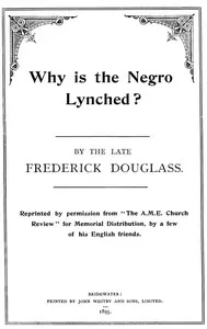 Why is the Negro Lynched? cover