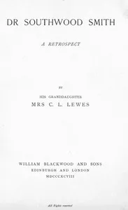 Dr. Southwood Smith: A Retrospect — Gertrude Hill Lewes cover