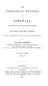 The Parochial History of Cornwall, Volume 2 (of 4) — Anonymous cover
