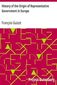 History of the Origin of Representative Government in Europe cover