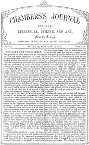 Chambers's Journal of Popular Literature, Science, and Art, No. 738, February 16, 1878 — Various cover