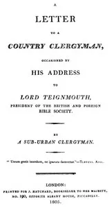 A letter to a country clergyman, occasioned by his address to Lord Teignmouth — John Owen cover