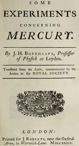 Some Experiments Concerning Mercury — Herman Boerhaave cover