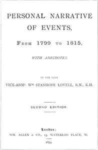 Personal Narrative of Events, From 1799 to 1815 cover