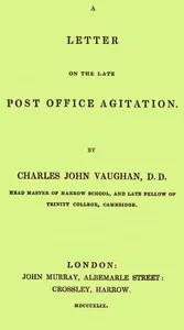 A Letter on the Late Post Office Agitation — C. J. (Charles John) Vaughan cover