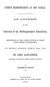 Christ Remembered at His Table — John Alexander cover