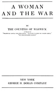 A Woman and the War — Frances Evelyn Maynard Greville, Countess of Warwick cover