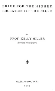 Brief for the higher education of the negro cover