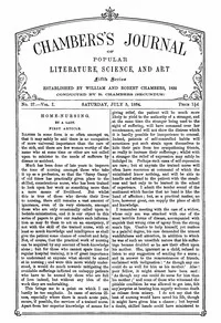 Chambers's Journal of Popular Literature, Science, and Art, Fifth Series, No. 27, Vol. I, July 5, 1884 — Various cover