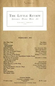 The Little Review, February 1915 (Vol. 1, No. 11) — Various cover