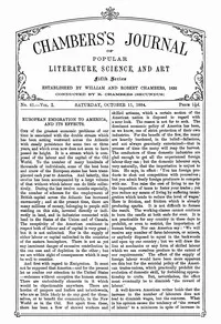 Chambers's Journal of Popular Literature, Science, and Art, Fifth Series, No. 41, Vol. I, October 11, 1884 cover