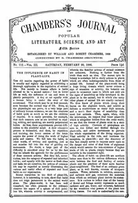 Chambers's Journal of Popular Literature, Science, and Art, Fifth Series, No. 112, Vol. III, February 20, 1886 — Various cover