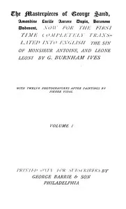 The Sin of Monsieur Antoine, Volume 1 (of 2) — George Sand cover