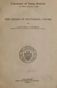 The Negro in Tennessee, 1790-1865 cover