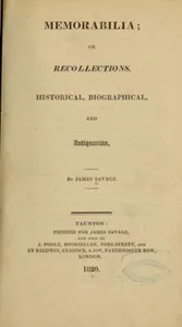 Memorabilia; Or Recollections, Historical, Biographical, and Antiquarian — James Savage cover