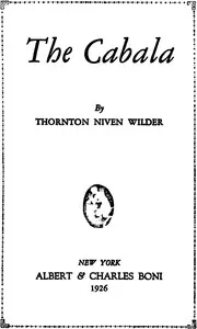 The Cabala — Thornton Wilder cover
