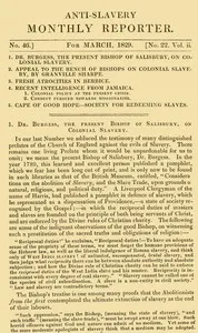 Anti-Slavery Monthly Reporter, March 1829 cover