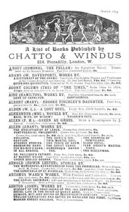 A list of books published by Chatto & Windus, March 1895 — Chatto & Windus (Firm) cover