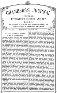Chambers's Journal of Popular Literature, Science, and Art, fifth series, no. 121, vol. III, April 24, 1886 cover