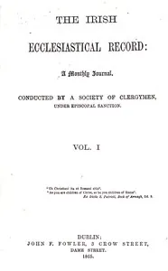 The Irish ecclesiastical record, Volume 1, September 1865 cover
