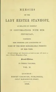 Memoirs of the Lady Hester Stanhope, as related by herself in conversations with her physician, vol. 2 (of 3) — Hester, Lady Stanhope cover