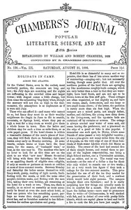 Chambers's Journal of Popular Literature, Science, and Art, fifth series, no. 138, vol. III, August 21, 1886 — Various cover