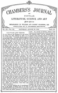 Chambers's Journal of Popular Literature, Science, and Art, fifth series, no. 139, vol. III, August 28, 1886 — Various cover