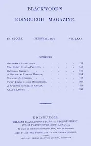 Blackwood's Edinburgh Magazine, Vol. 75, No. 460, February, 1854 cover