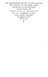 An alphabetical catalogue of books in fiction and general literature published by Chatto & Windus, Sept. 1899 — Chatto & Windus (Firm) cover