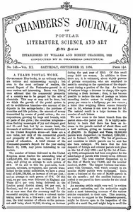 Chambers's Journal of Popular Literature, Science, and Art, fifth series, no. 143, vol. III, September 25, 1886 — Various cover