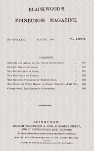 Blackwood's Edinburgh Magazine, Vol. 76, No. 466, August, 1854 cover