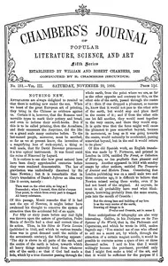 Chambers's Journal of Popular Literature, Science, and Art, fifth series, no. 151, vol. III, November 20, 1886 — Various cover