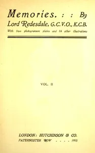 Memories (volume 2 of 2) — Algernon Bertram Freeman-Mitford, Baron Redesdale cover